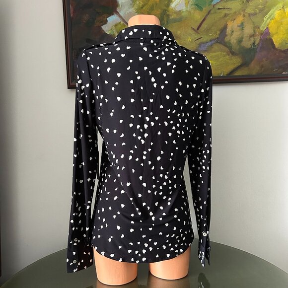 BCBG Maxazria NWT Sweetheart Print Collared Blouse - Picture 2 of 2